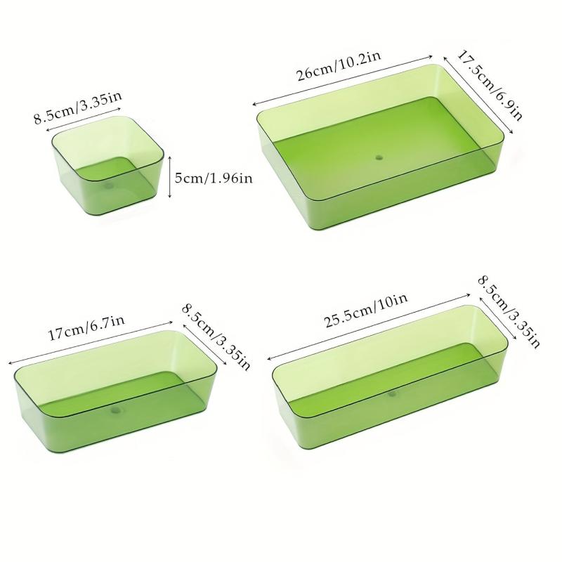 Plastic Storage Box Green Transparent Desk Organization Box