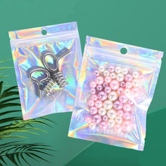 100pcs Holographic Smell Proof Lipgloss Bags Zipper Lock Stand Up Pouch