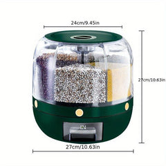 Rotating Rice Bucket Large Capacity Moisture Insect Proof Cereal Container
