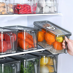 2pcs Plastic Refrigerator Storage Tray With Handle Stackable Transparent
