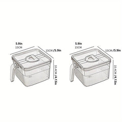 2pcs Plastic Refrigerator Storage Tray With Handle Stackable Transparent