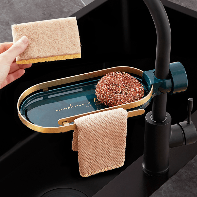 Stainless Steel Sponge Holder Over Faucet Kitchen Sink Caddy Organizer