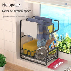 Kitchen Sponge Holder and Towel Rack Organize