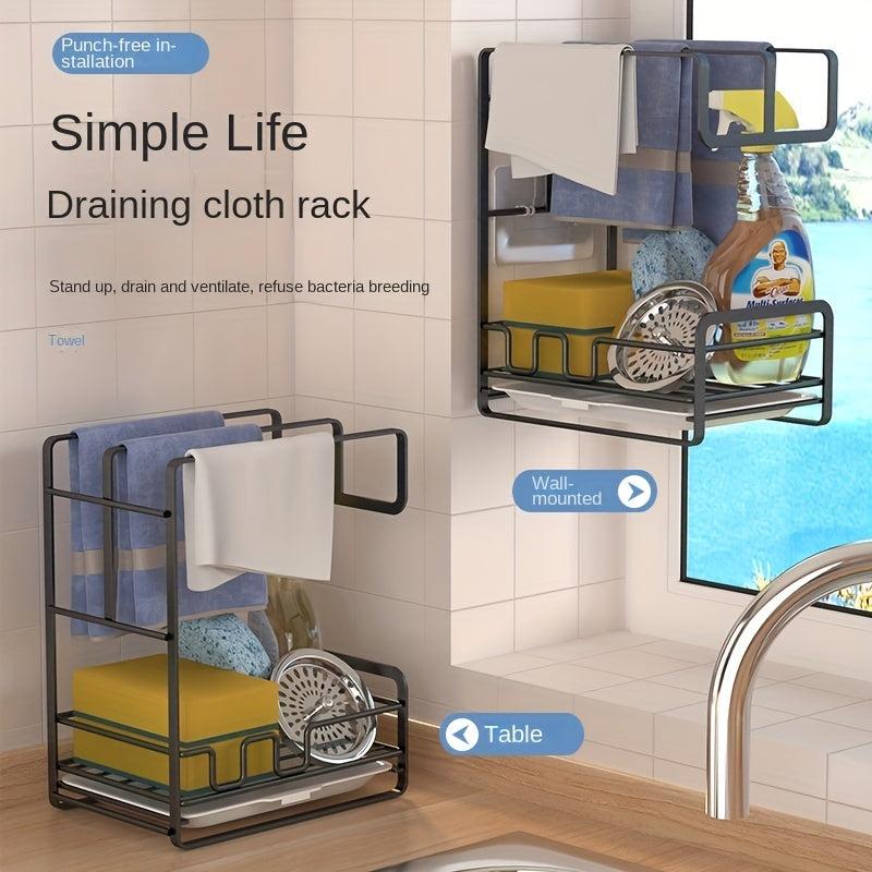 Kitchen Sponge Holder and Towel Rack Organize