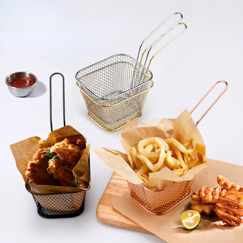 4pcs Mini French Fries Basket Square Frying Baskets Kitchen Cooking Tool