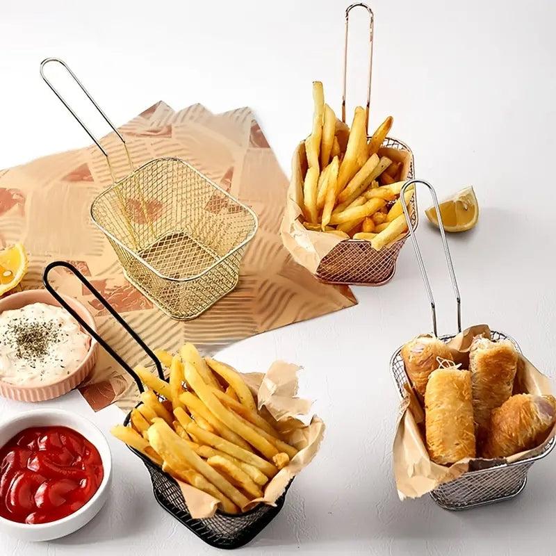 4pcs Mini French Fries Basket Square Frying Baskets Kitchen Cooking Tool