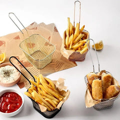 4pcs Mini French Fries Basket Square Frying Baskets Kitchen Cooking Tool