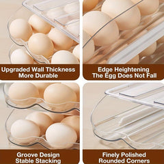 2pcs Kitchen Rolling Egg Carton Refrigerator Storage Container with Lid