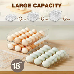 2pcs Kitchen Rolling Egg Carton Refrigerator Storage Container with Lid