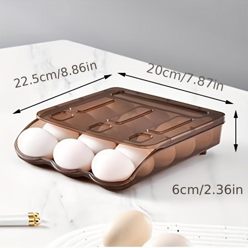 2pcs Kitchen Rolling Egg Carton Refrigerator Storage Container with Lid