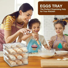 2pcs Kitchen Rolling Egg Carton Refrigerator Storage Container with Lid