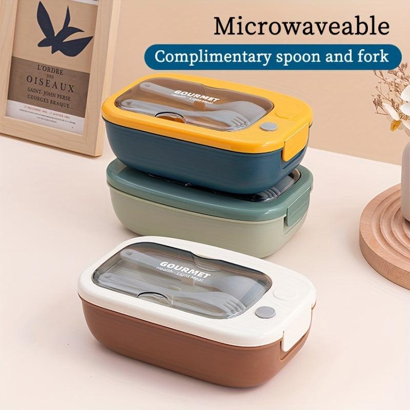 Leak Proof Lunch Box with Divider and Cutlery Dust-Proof Compartment