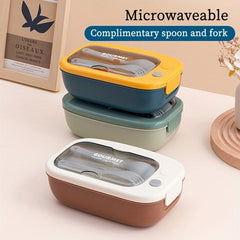Leak Proof Lunch Box with Divider and Cutlery Dust-Proof Compartment