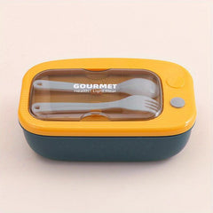Leak Proof Lunch Box with Divider and Cutlery Dust-Proof Compartment