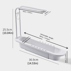 Telescopic Sink Rack Holder Organizer for Sponge Dish Cloth and Drain Basket