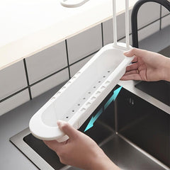 Telescopic Sink Rack Holder Organizer for Sponge Dish Cloth and Drain Basket