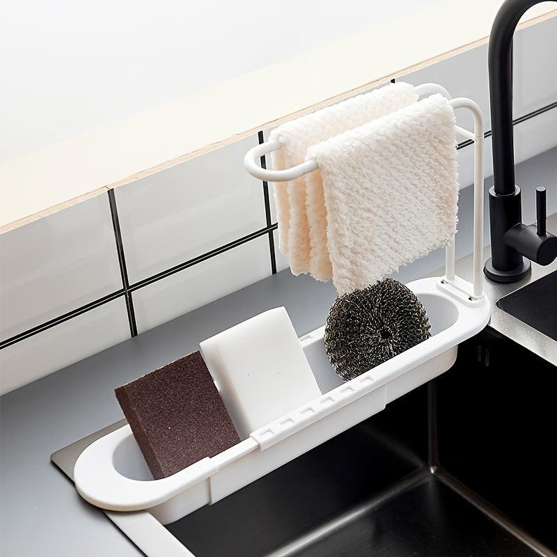 Telescopic Sink Rack Holder Organizer for Sponge Dish Cloth and Drain Basket
