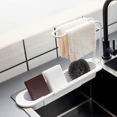 Telescopic Sink Rack Holder Organizer for Sponge Dish Cloth and Drain Basket