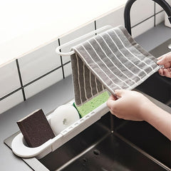 Telescopic Sink Rack Holder Organizer for Sponge Dish Cloth and Drain Basket
