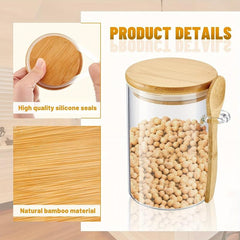 4-Piece Airtight Glass Jars w/ Bamboo Lids & Spoons 17oz