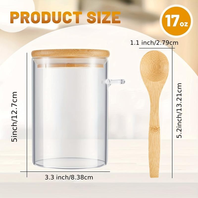 4-Piece Airtight Glass Jars w/ Bamboo Lids & Spoons 17oz