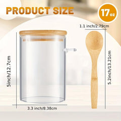 4-Piece Airtight Glass Jars w/ Bamboo Lids & Spoons 17oz