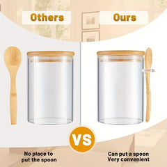 4-Piece Airtight Glass Jars w/ Bamboo Lids & Spoons 17oz