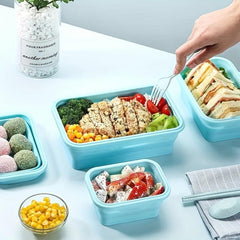Silicone Insulated Lunch Box Collapsible Bento Box Leakproof Food Storage