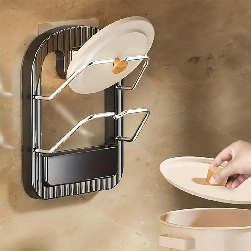 Wall Mounted Pot Lid Holder for Storage and Organization