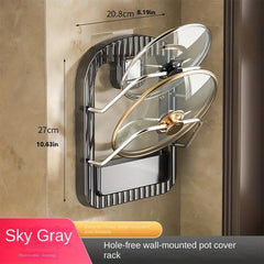 Wall Mounted Pot Lid Holder for Storage and Organization