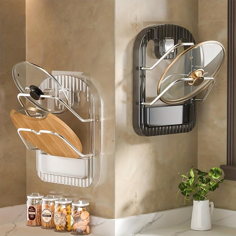 Wall Mounted Pot Lid Holder for Storage and Organization