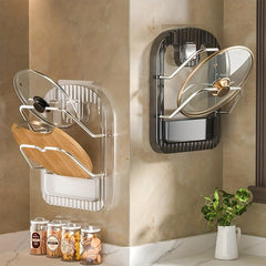 Wall Mounted Pot Lid Holder for Storage and Organization