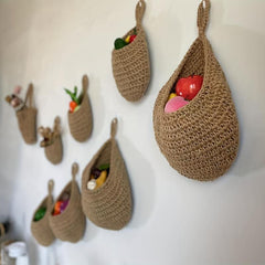 Boho Style Fruit Hammock Bag for Kitchen Teardrop Wall Hanging Basket