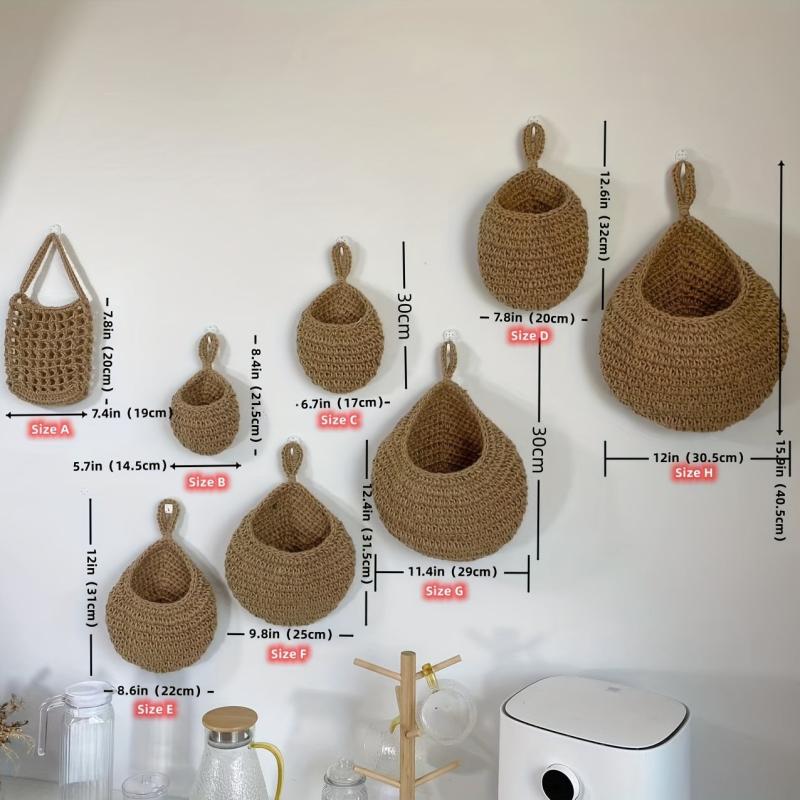 Boho Style Fruit Hammock Bag for Kitchen Teardrop Wall Hanging Basket