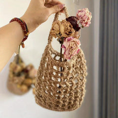 Boho Style Fruit Hammock Bag for Kitchen Teardrop Wall Hanging Basket