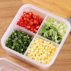4-in-1 Fruit/Veg Storage Container with Drainer, Keep Food Fresh in Kitchen