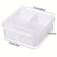 4-in-1 Fruit/Veg Storage Container with Drainer, Keep Food Fresh in Kitchen