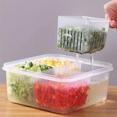 4-in-1 Fruit/Veg Storage Container with Drainer, Keep Food Fresh in Kitchen