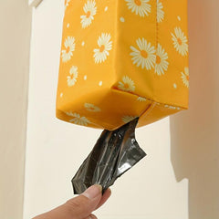 Foldable Daisy Hanging Garbage Bag Storage Bag Wall Mounted Plastic Bag
