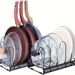 Adjustable Telescopic Plate Bowl Pot Lid Holder for Kitchen Organization