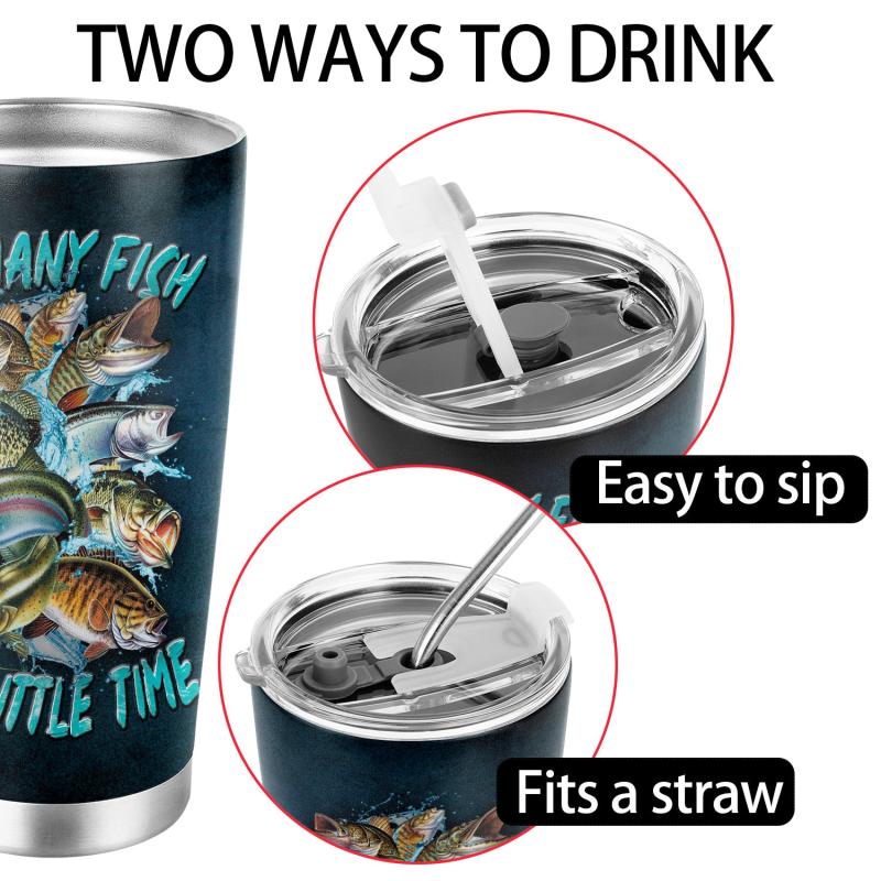 Personalized Fishing Tumbler So Many Fish Stainless Steel Coffee Travel Mug 20oz