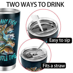 Personalized Fishing Tumbler So Many Fish Stainless Steel Coffee Travel Mug 20oz