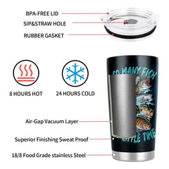 Personalized Fishing Tumbler So Many Fish Stainless Steel Coffee Travel Mug 20oz