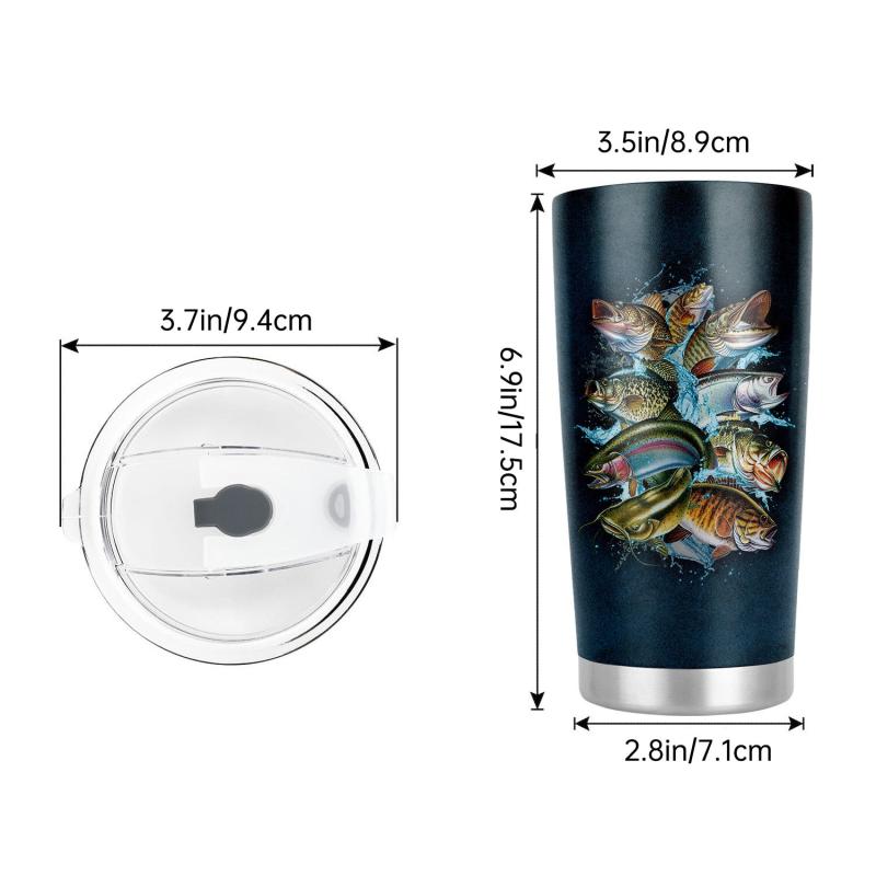 Personalized Fishing Tumbler So Many Fish Stainless Steel Coffee Travel Mug 20oz