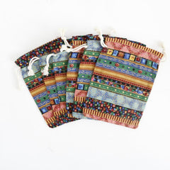 6pcs Ethnic Style Jewelry Coin Pouches Reusable Cotton Gift Bags