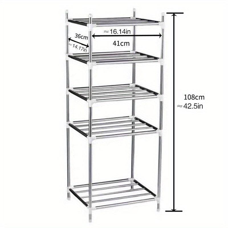 5-Layer Stainless Steel Storage Rack for Kitchen & Bathroom