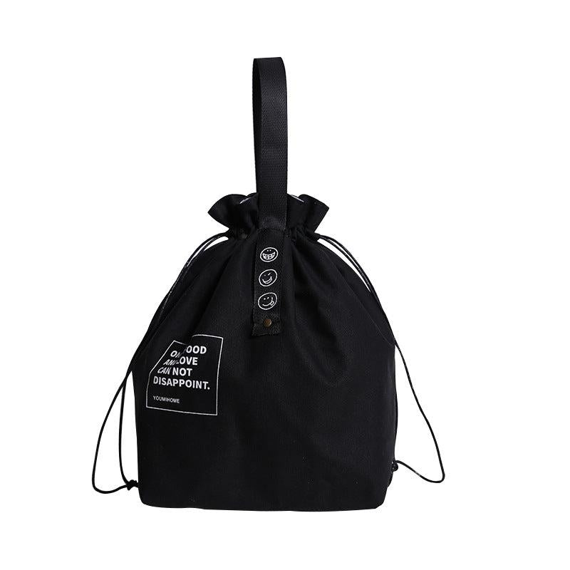 Insulated Bento Bag with Letter Webbing, Industrial Canvas, Portable Lunch Bag
