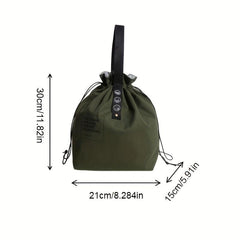 Insulated Bento Bag with Letter Webbing, Industrial Canvas, Portable Lunch Bag