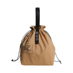 Insulated Bento Bag with Letter Webbing, Industrial Canvas, Portable Lunch Bag