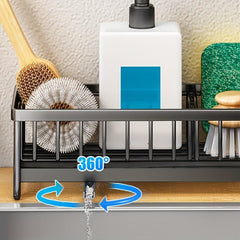 Stainless Steel Sponge Holder Rack with Drain Tube for Kitchen Supplies
